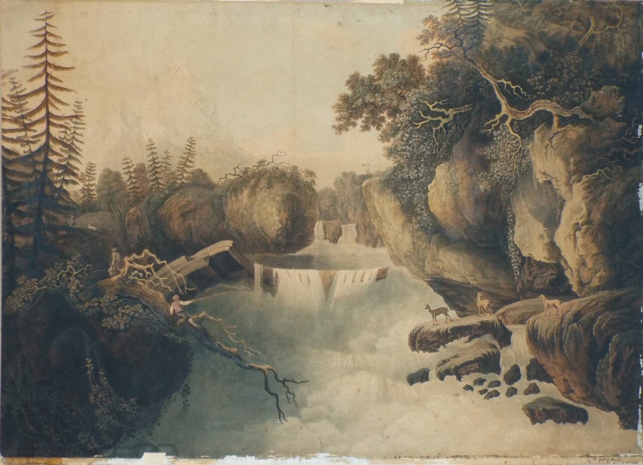 Aquatint - A View of the Fall of the Arve. Vue de la Chute de l'Arve. - Jukes